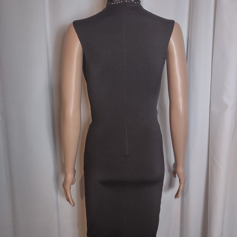 VA VA VOOM Black spandex dress with  beaded lace on neck and chest size S - Picture 6 of 8